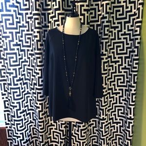 Black cape style sleeve blouse